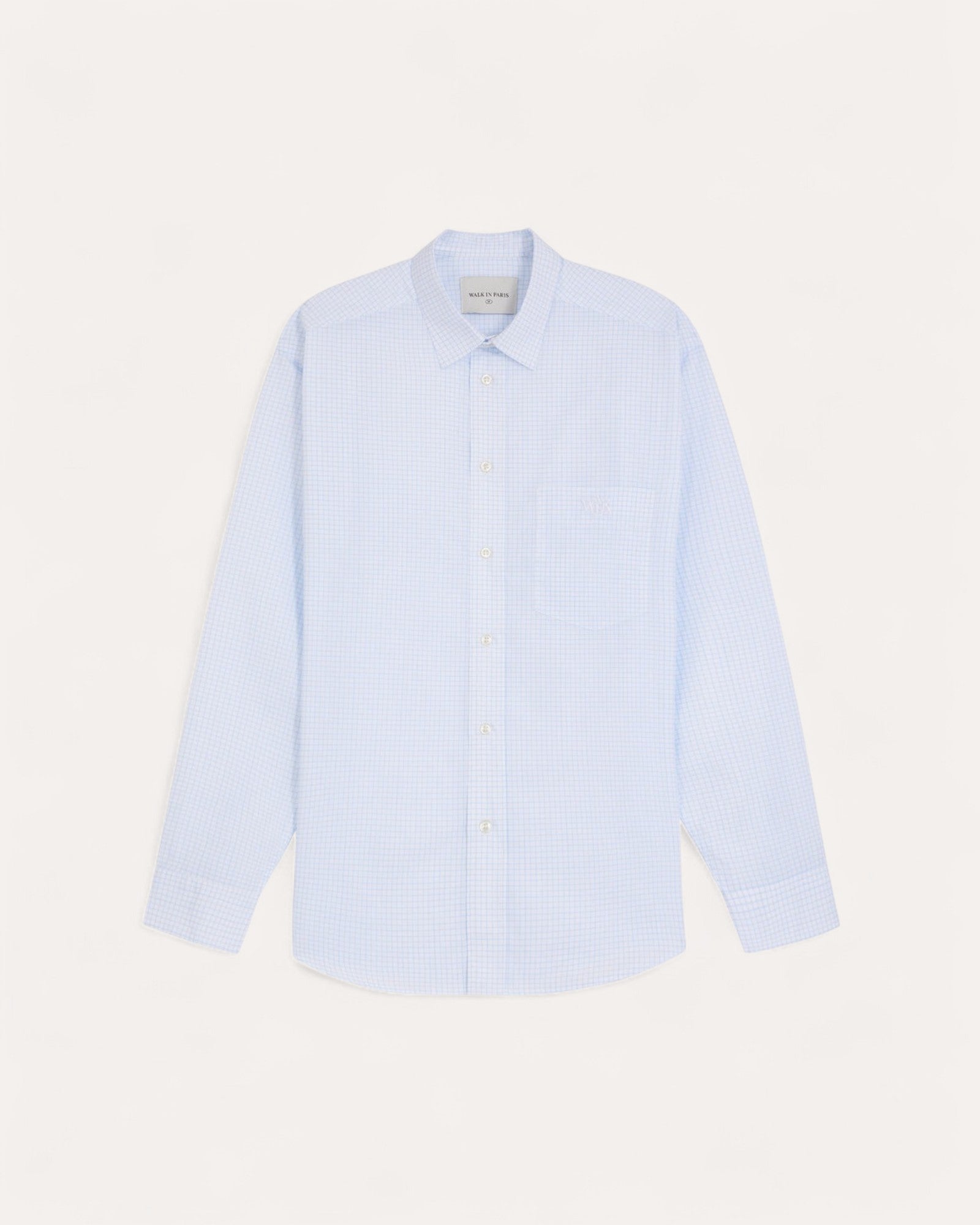 Chemise à Carreaux Manches Longues – Blanc | Walk in Paris