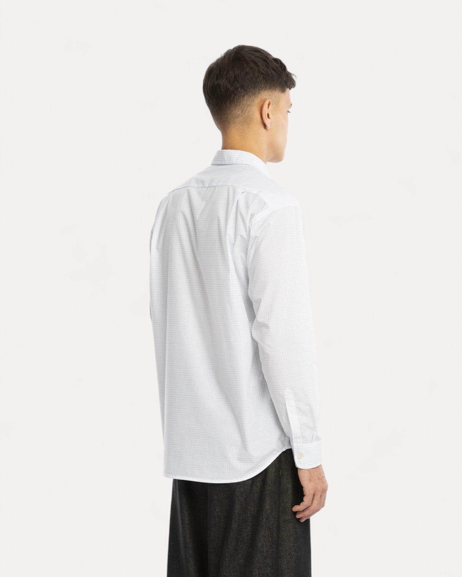 Chemise à Carreaux Manches Longues – Blanc | Walk in Paris