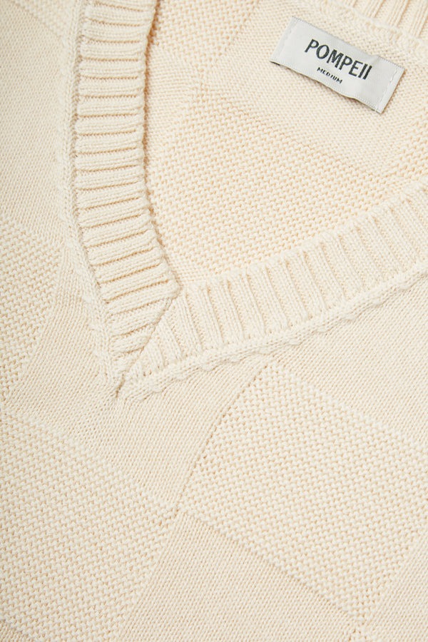 Pull sans manche Cream Knitted