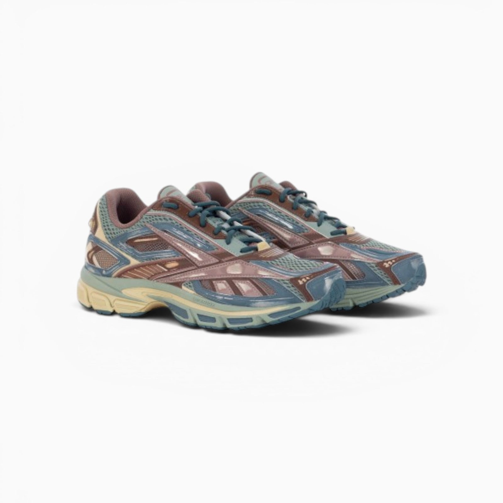 Baskets Reebok Premier Road Ultra Champ Libre en mesh gris, cacao et bleu nuit avec semelle technique stabilisatrice