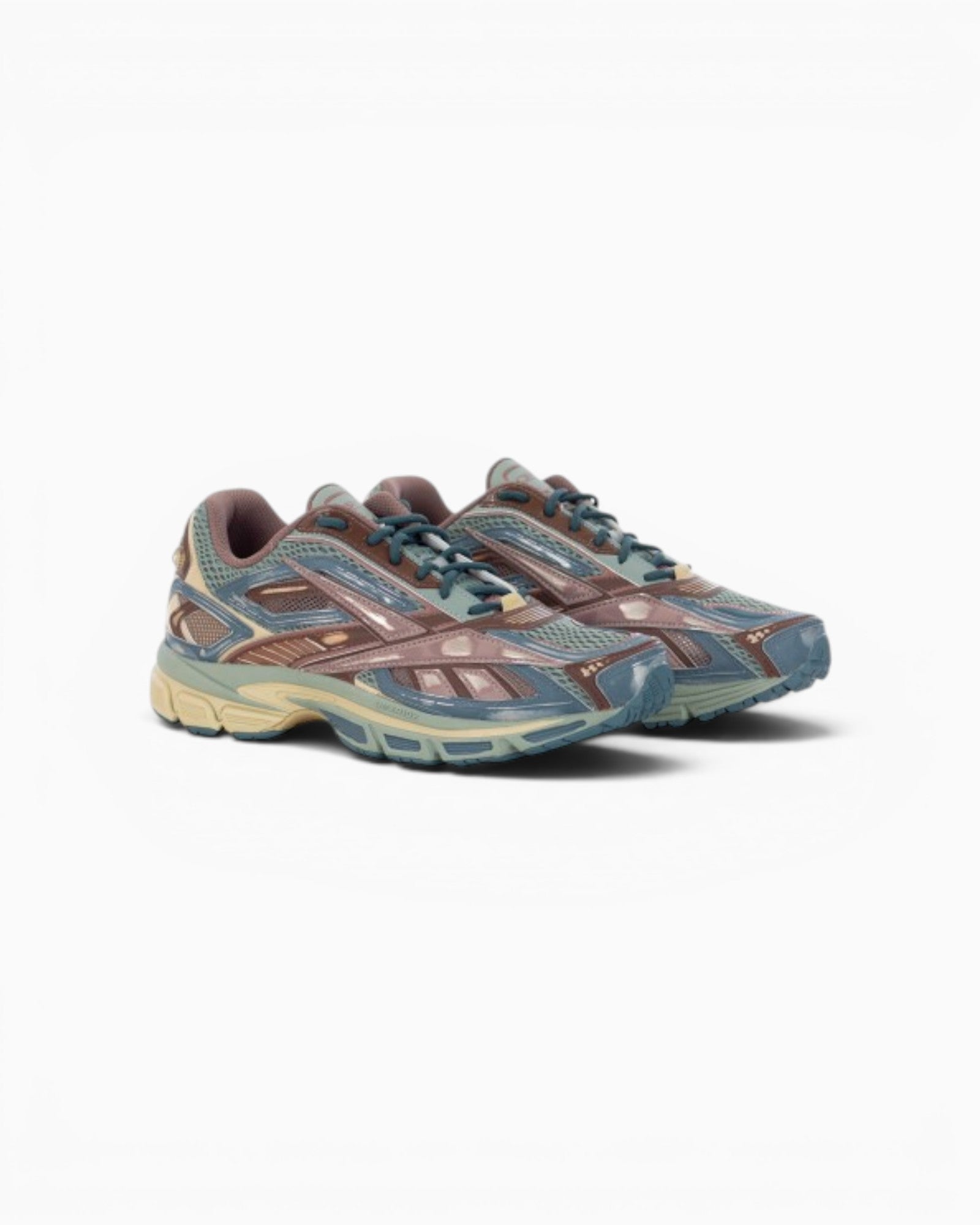 Baskets Reebok Premier Road Ultra Champ Libre en mesh gris, cacao et bleu nuit avec semelle technique stabilisatrice