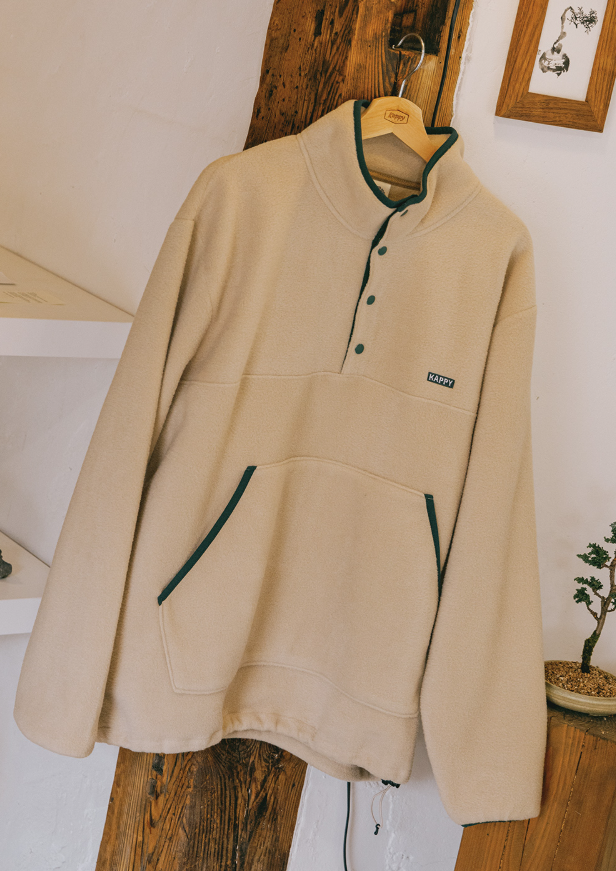 Sweat Fleece Button Anorak Beige