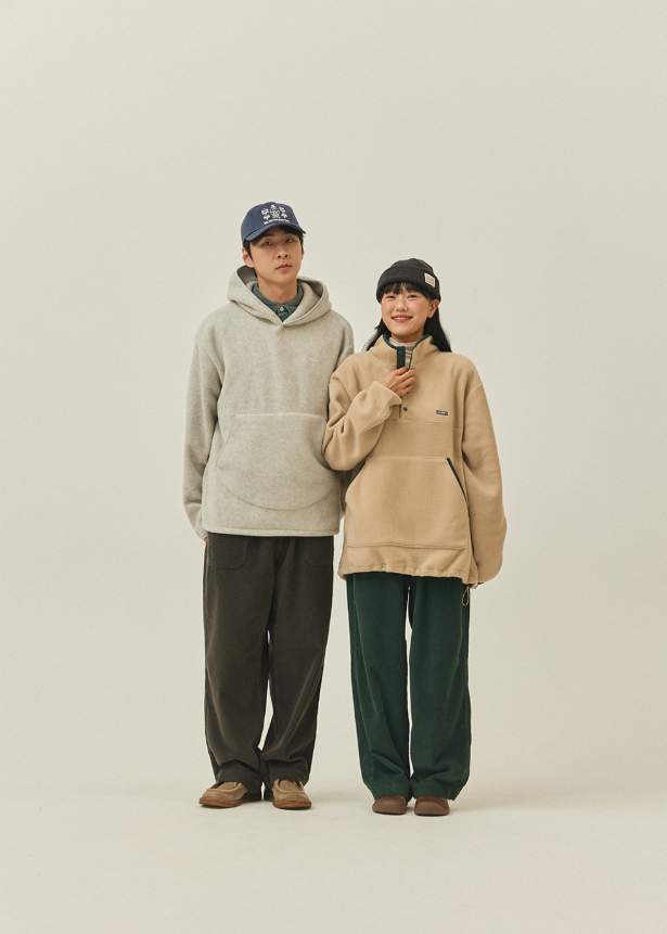 Sweat Fleece Button Anorak Beige