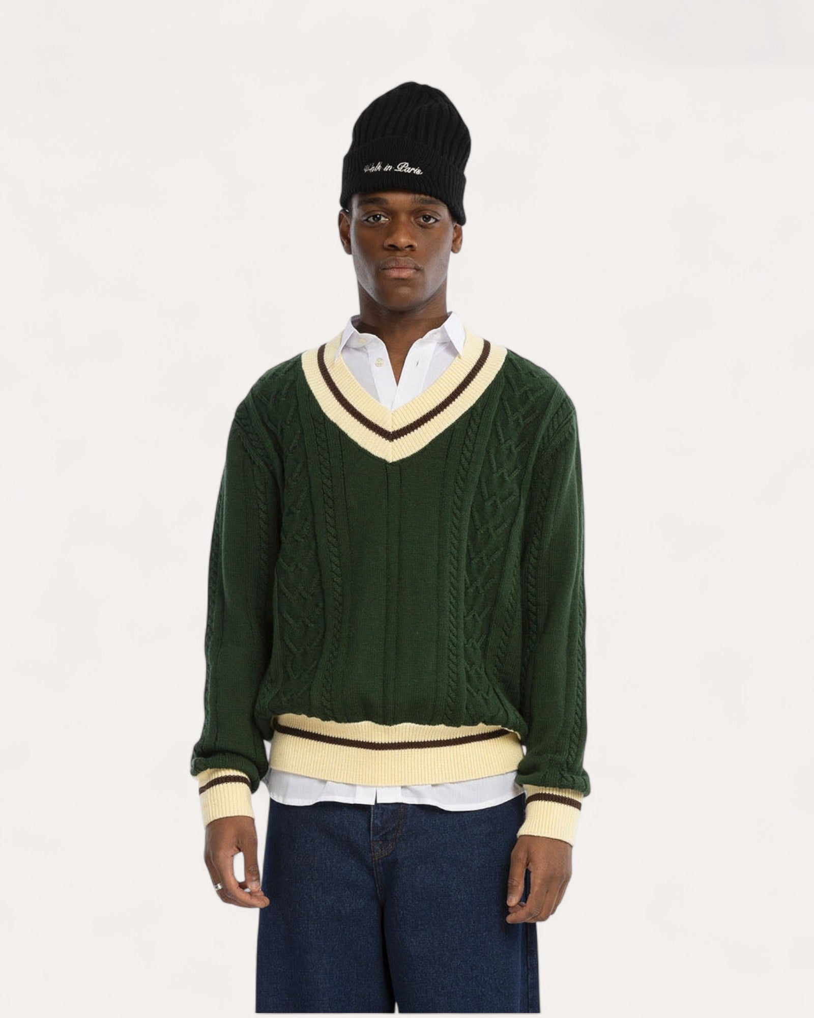 Pull en maille vert