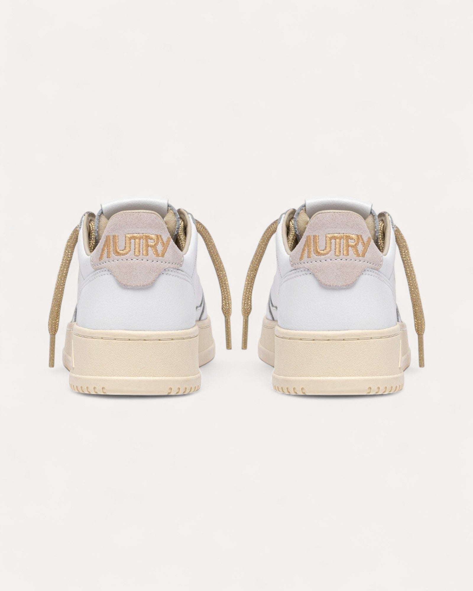 Autry Baskets Medalist Low Cuir Blanc et Or