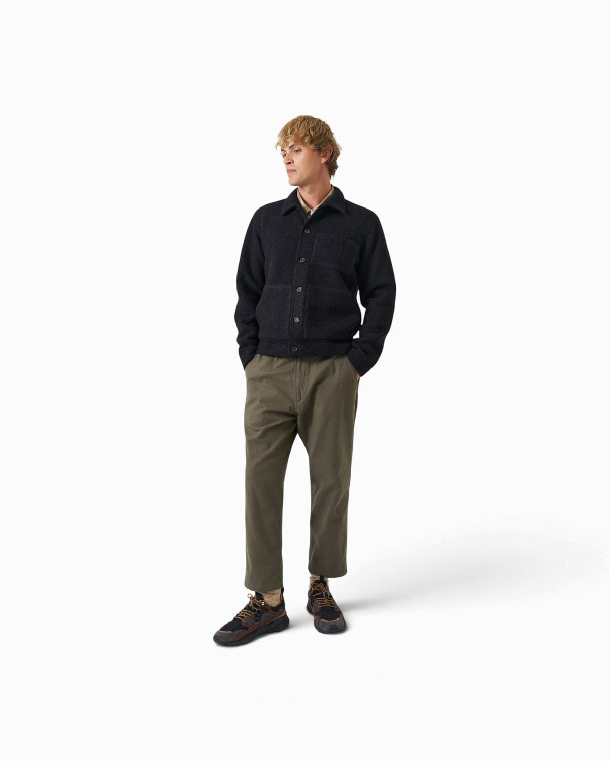Universal Works - Uniform Jacket In Black Wool Fleece