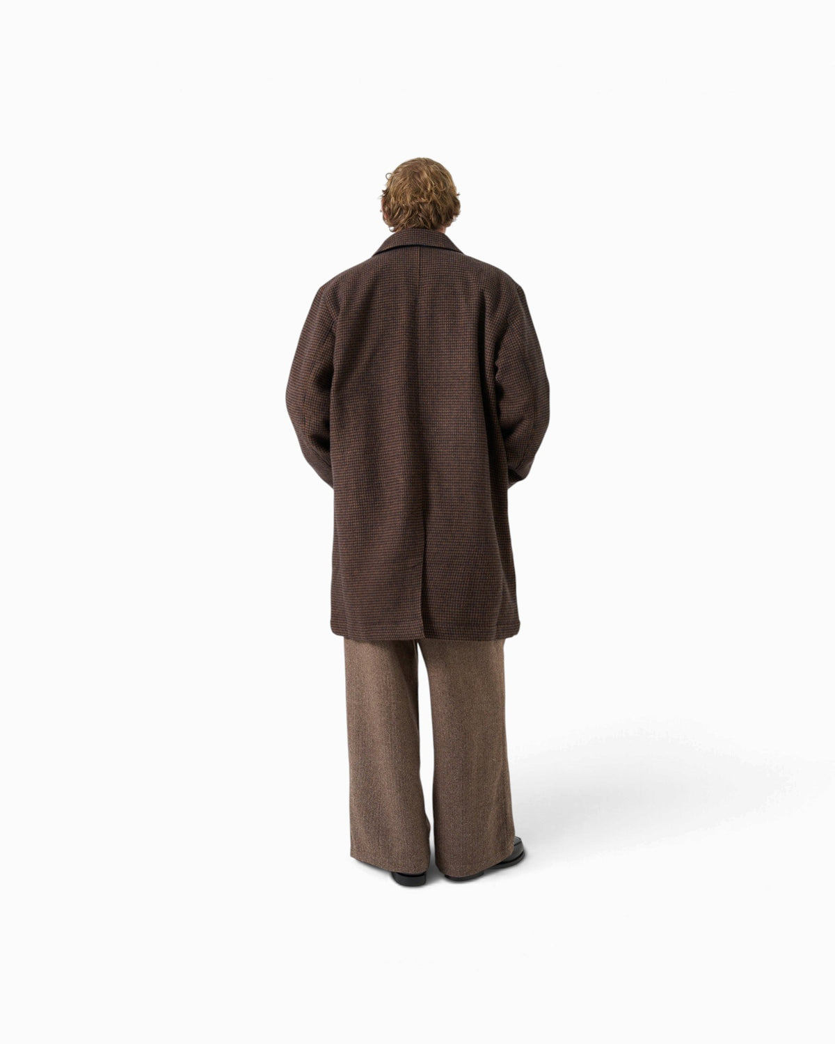 Universal Works - Stan Coat In Navy/Brown Wool Tweed Mix