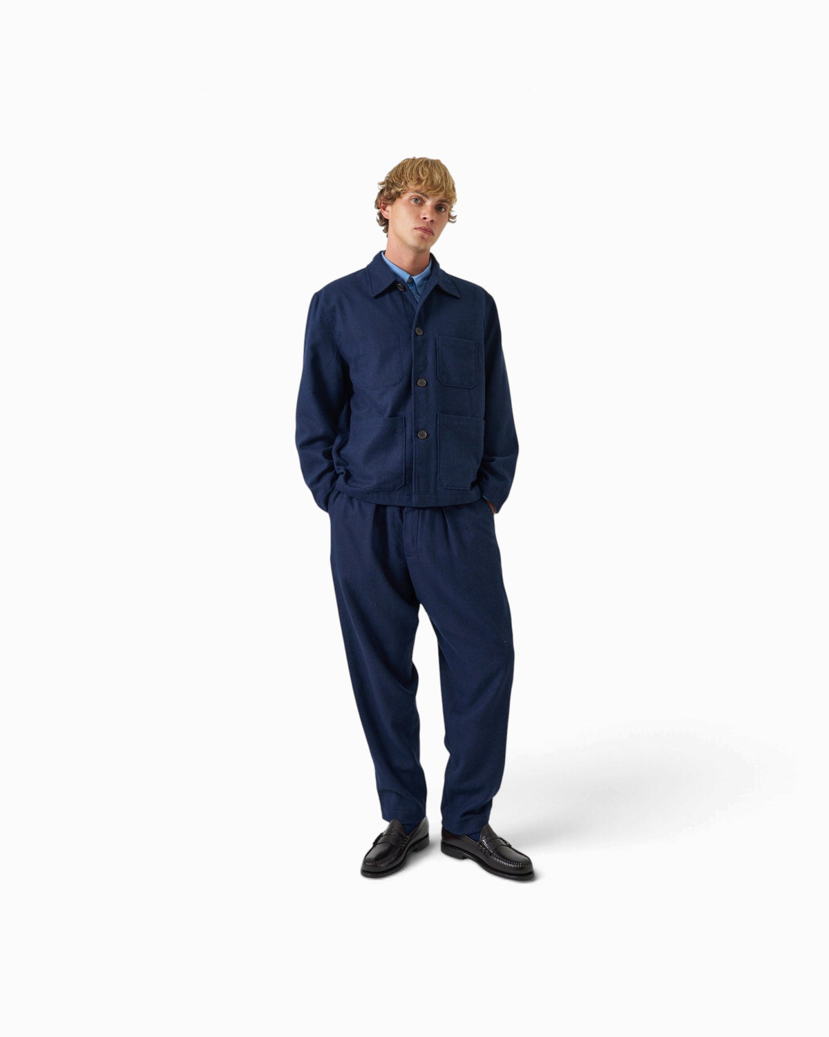 Universal Works - Ives Jacket In Navy Wool Herringbone