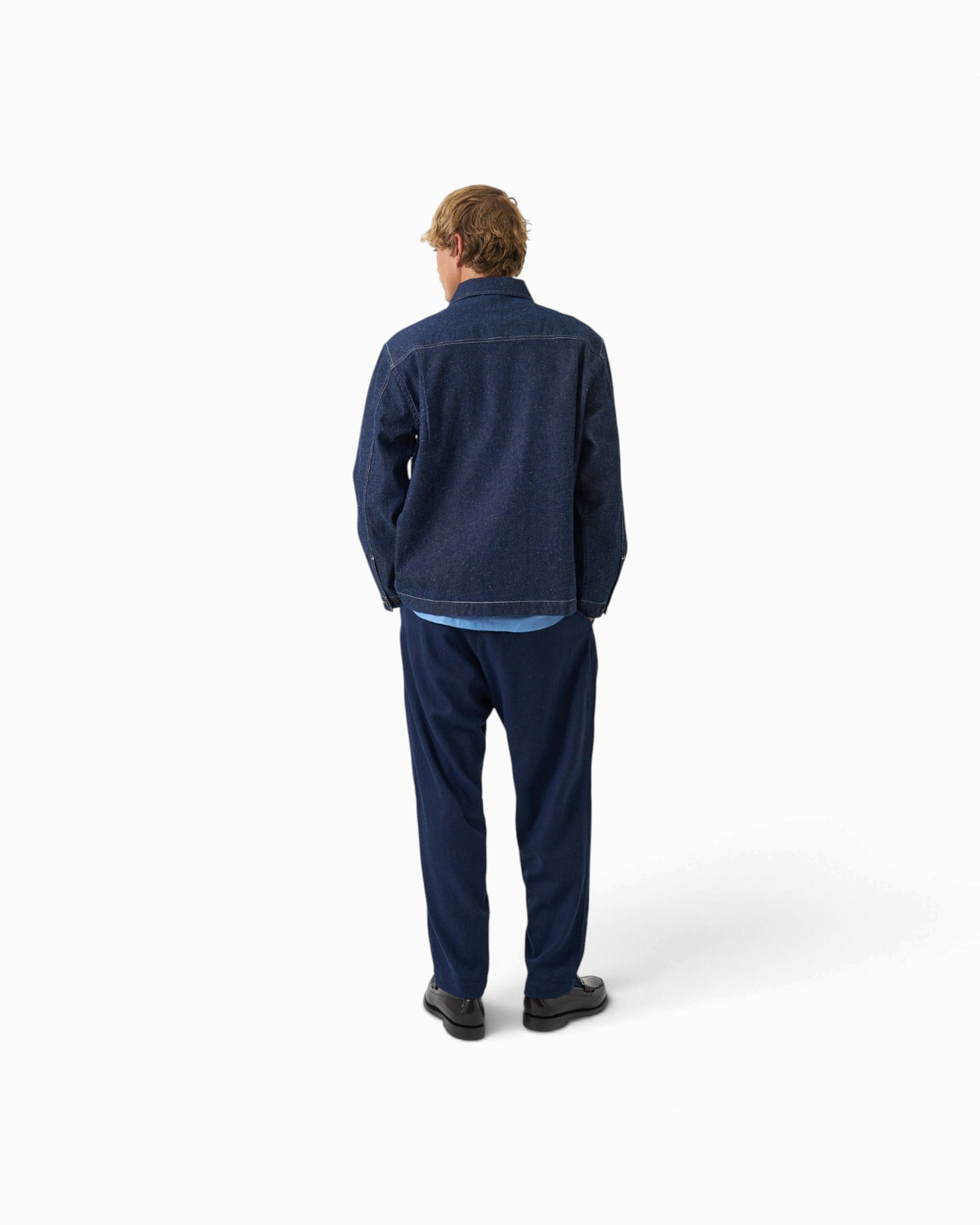 Universal Works - Pleated Track Pant In Navy Wool Herringbone