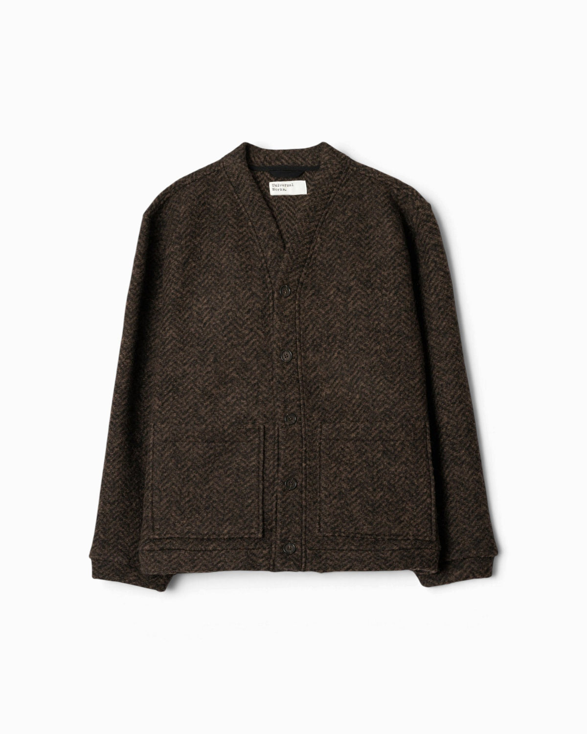 Universal Works - Advance Cardigan In Brown Raven Fleece