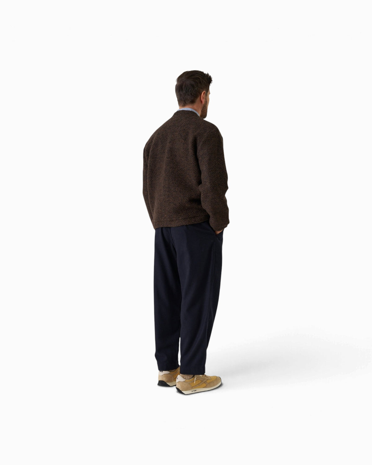Universal Works - Advance Cardigan In Brown Raven Fleece