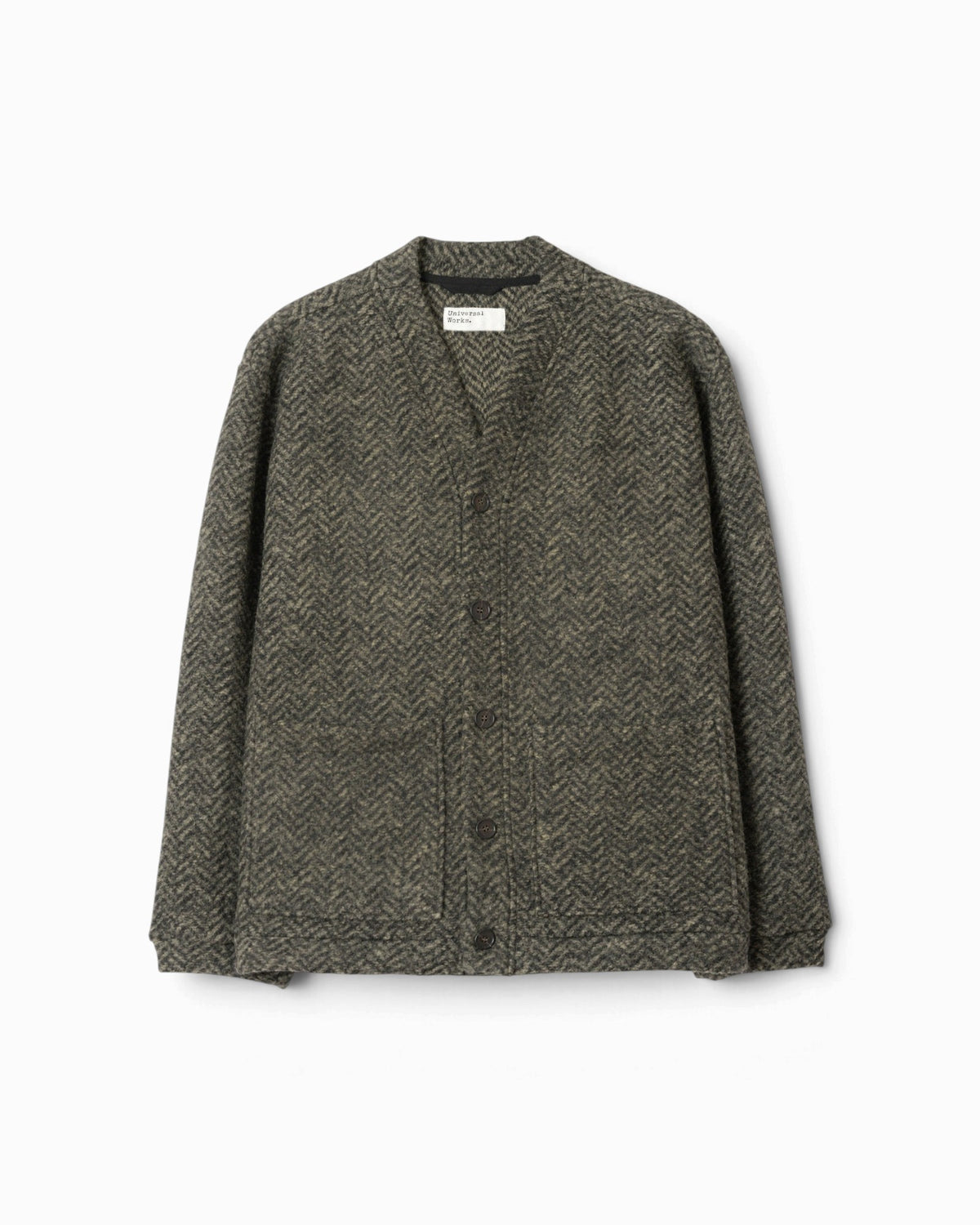 Universal Works - Advance Cardigan In Olive Raven Fleece