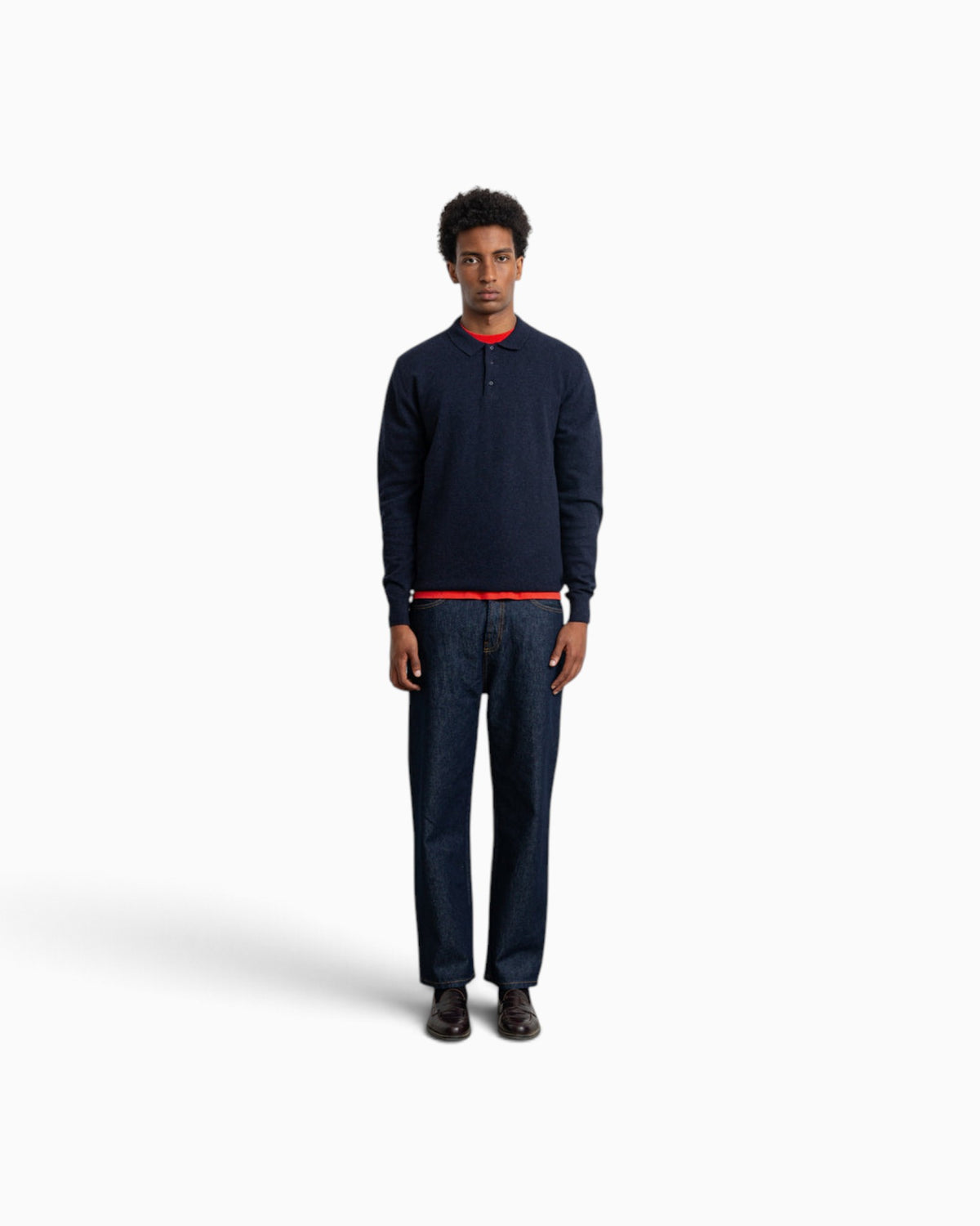 Edmmond Studios - Wool Polo In Plain Navy